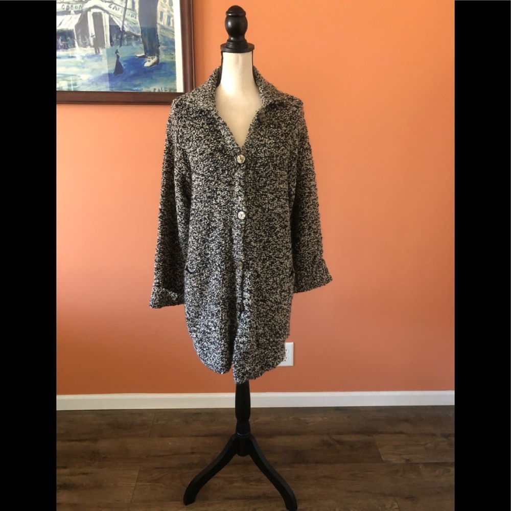 TRIBECA gray pebbled long sweater coat